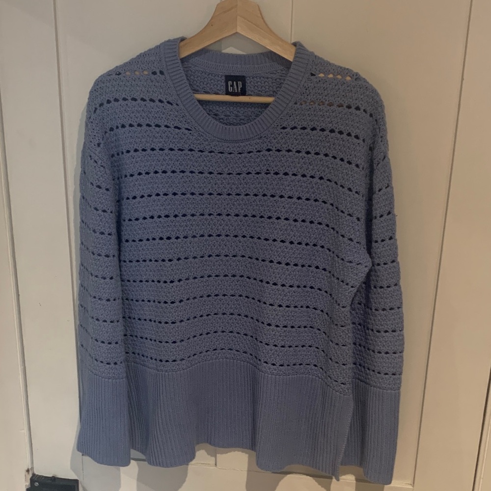 GAP periwinkle blue Open-Stitch Crewneck Sweater